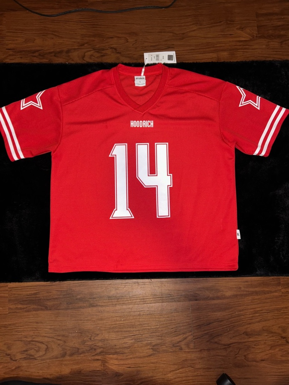 Hoodrich Red Football Jersey Number 14 Size L Unisex